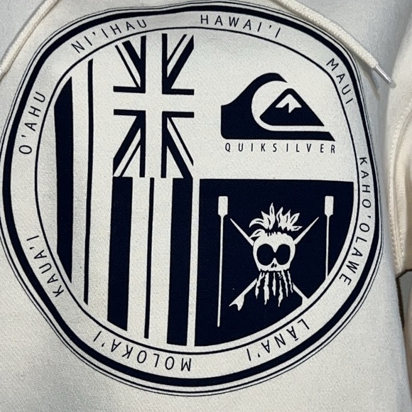 Quick Silver Womens Beige Hawaiian Graphic Pullover Hoodie Size Medium - Picture 5 of 12